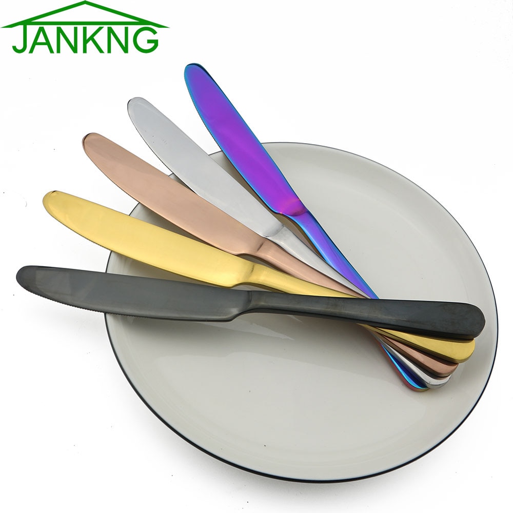 JANKNG Luxe Diner Mes Regenboog Servies Set Rvs Bestek Mes Set Servies Bestek Steak Messen Set