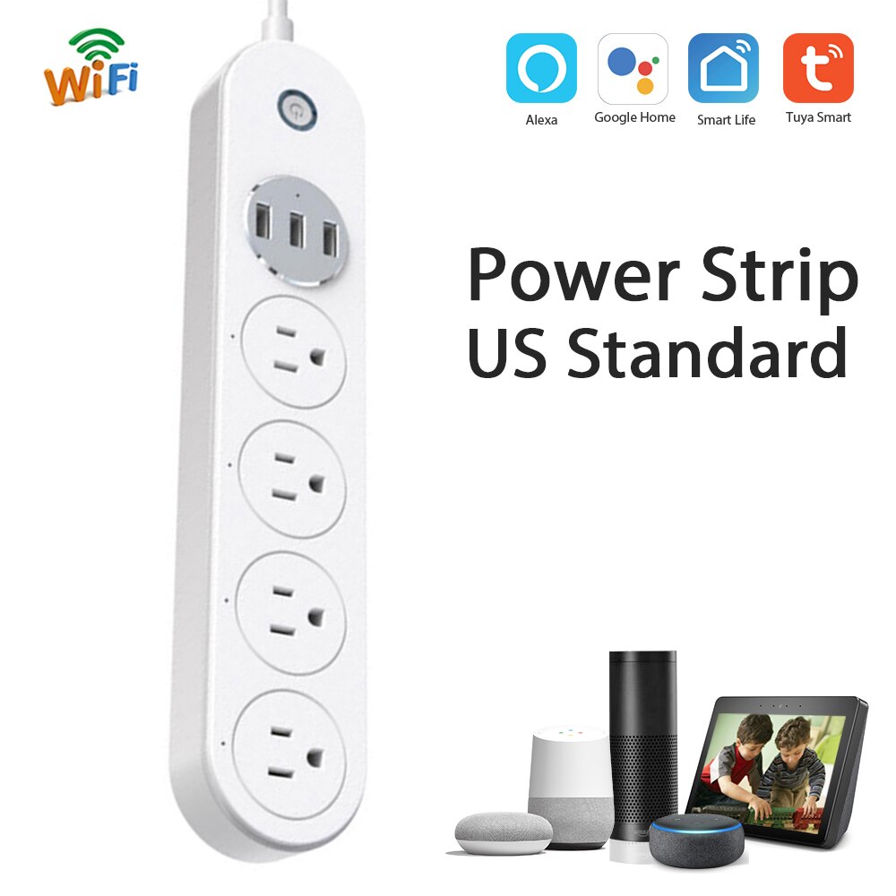 Wifi Smart Power Strip Intelligente Plug Socket Compatibel Met Alexa Google Ondersteuning Thuis Voice Control App Afstandsbediening Timer: US Plug