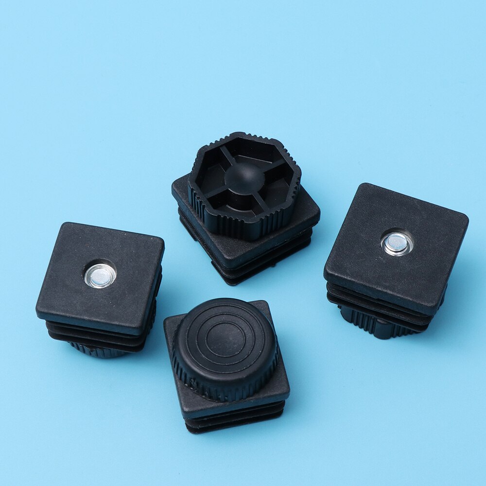 20pcs M8 Square Pipe Plug Furniture Square Foot Mats Tube Cover Pipe Fittings with Nut and Adjustable Feet 35*: Black 1