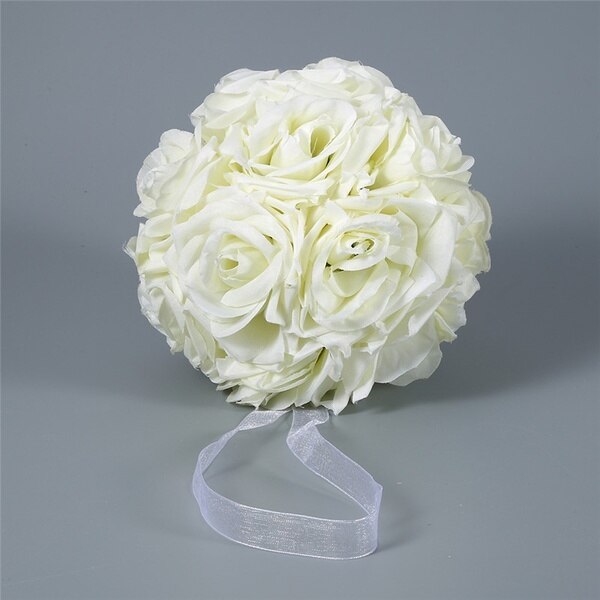 15x21cm Handmade Artificial Rose Flowers Kissing Hanging Ball DIY Bouquet Home Wedding Party Decor Flower Ball Arrangement: white