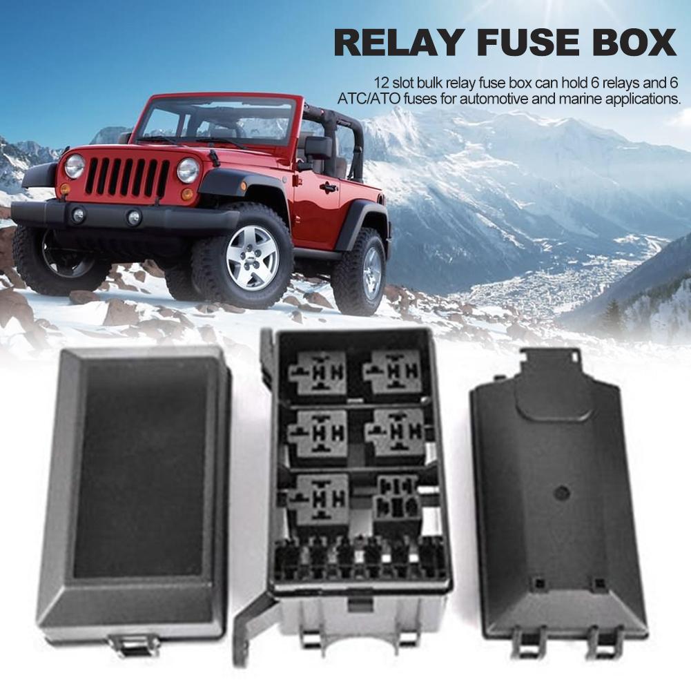 Waterproof Universal Relay Box 6 Relays 6 ATC/ATO Fuses Holder Block 12V for Cars Automobile Boat SUV Jeep Truck UTV ATV RV