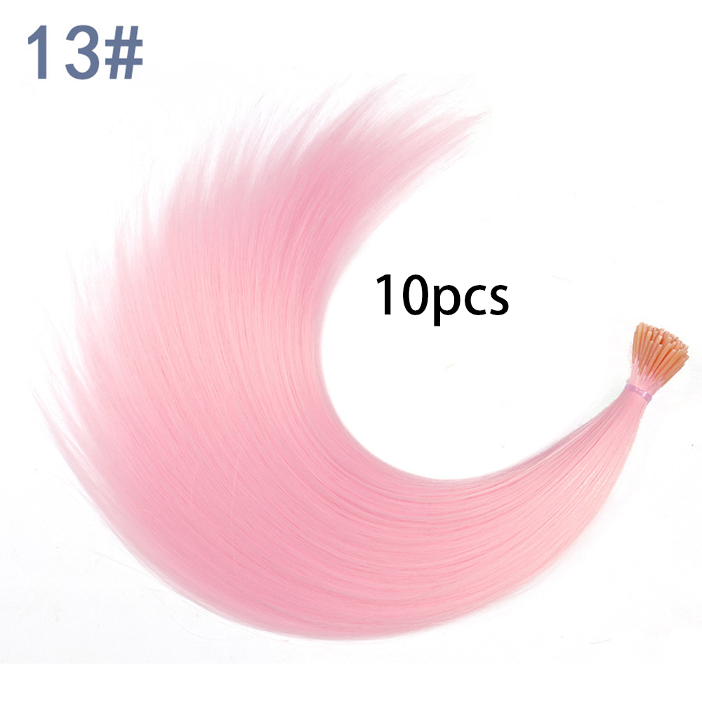 Extensiones de cabello sintético de color I-Tip Stick, pelo liso de 16 pulgadas para mujeres, alta temperatura, 10 hebras/paquete de colores: P1B / 27