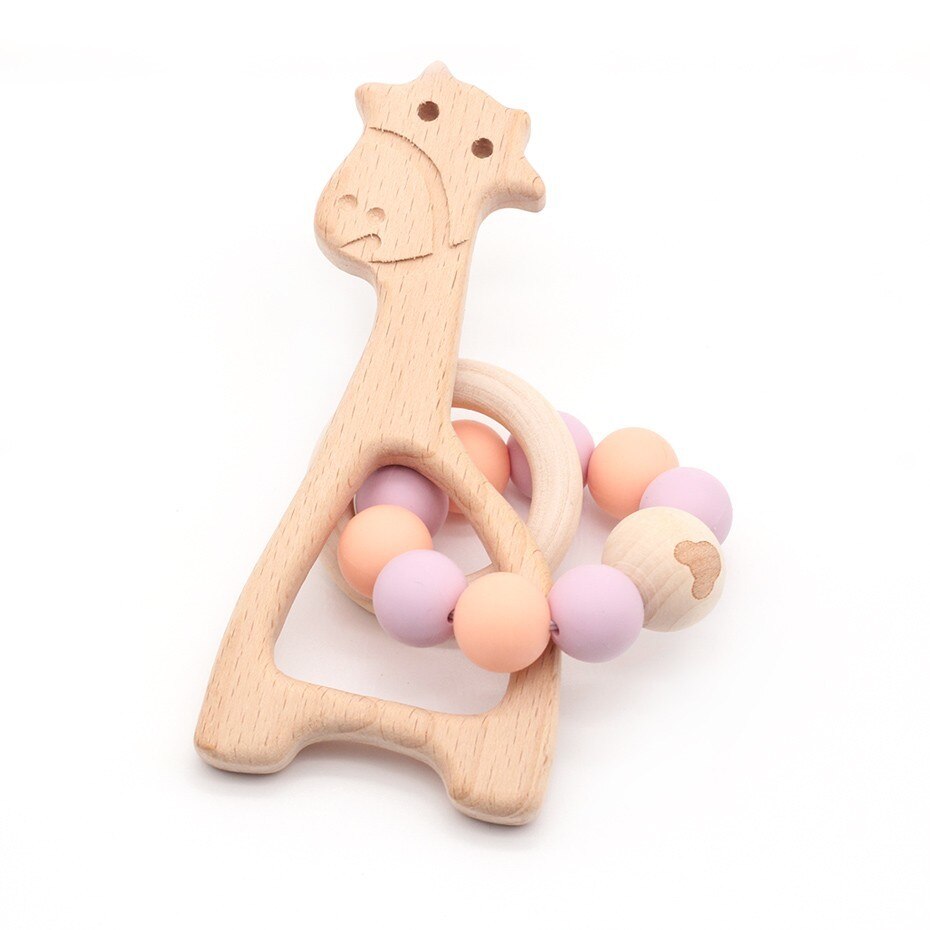 bambino di Cura Braccialetto di Legno Massaggiagengive Perline in silicone Dentizione Braccialetti di Cura di Legno di Legno Sconcerta Passeggino Giocattoli Del bambino Teether Giocattoli Regalo: 11