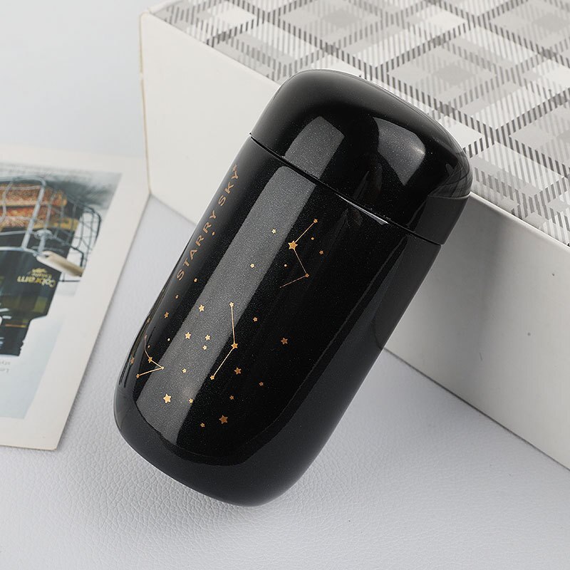 Keelorn Thermosfles Sterrenhemel Mini Kleine Capaciteit Lekvrij Koffie Mok 304 Roestvrijstalen Thermoskan 200Ml Thermo Fles: Black