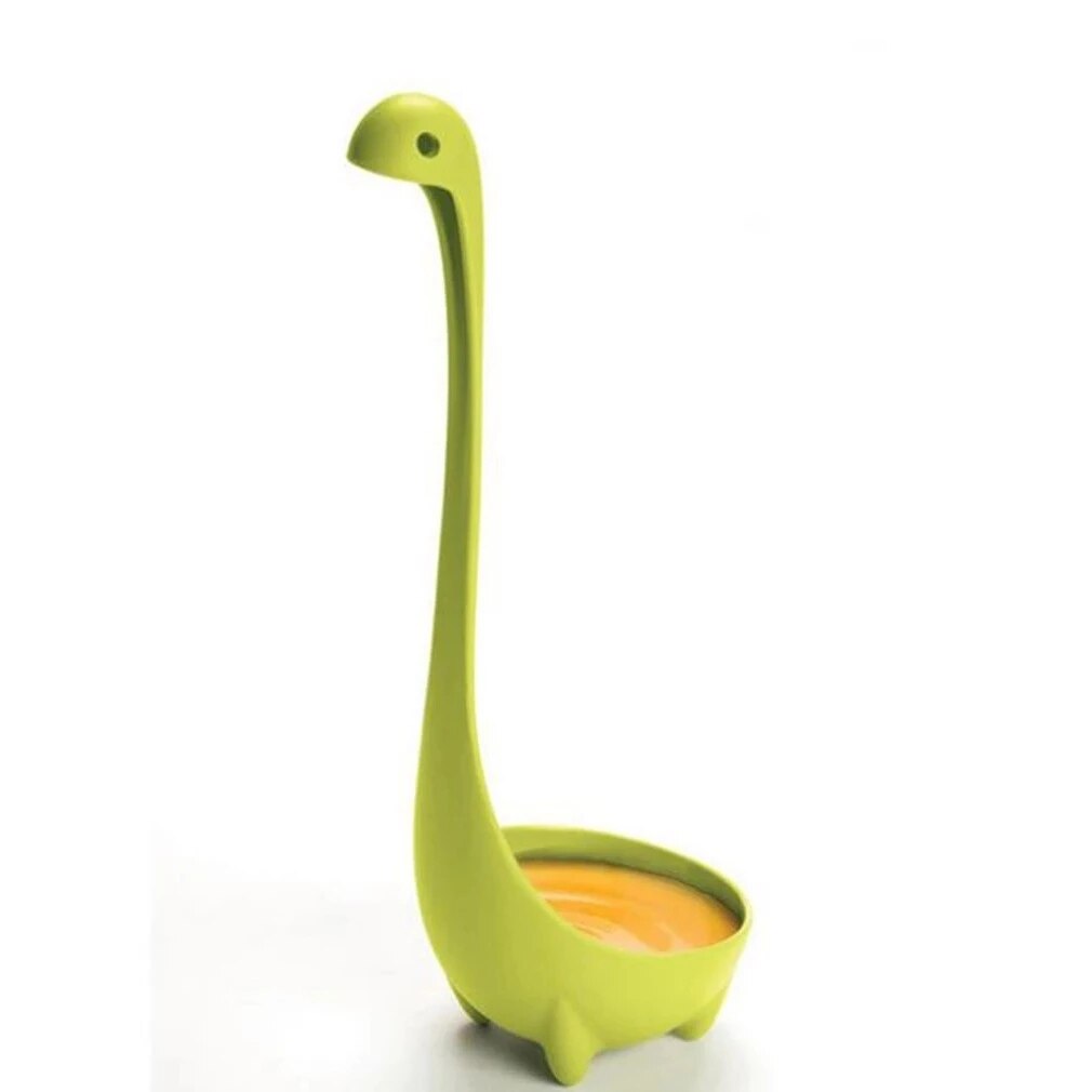 Colher de sopa de dinossauro com alça longa vertical, utensílios de cozinha, agitador para comida, utensílios de cozinha