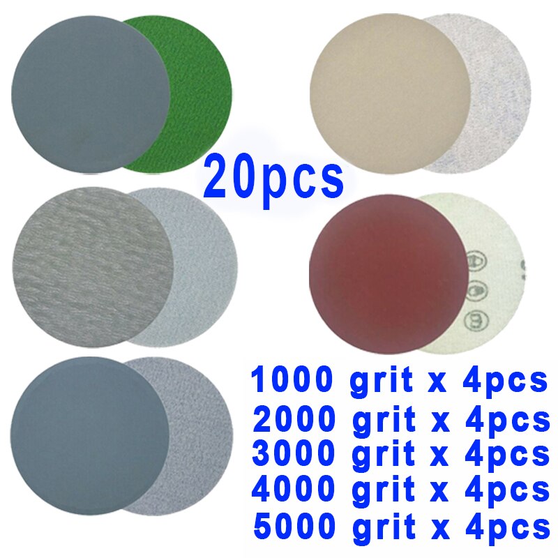 20pcs 3 Inch Sanding Discs Hook Loop Sanding Discs Grit 3000 /5000 /7000/ 10000 Round Sandpaper Disk Sand Sheet And Paper