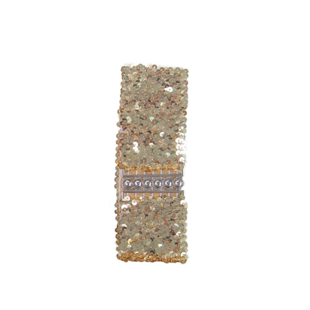 Cinturón elástico de lentejuelas para mujer, cinturón ancho con hebilla de Metal, Color sólido, brillante, informal, corsé, correa, decoración para vestido: Oro