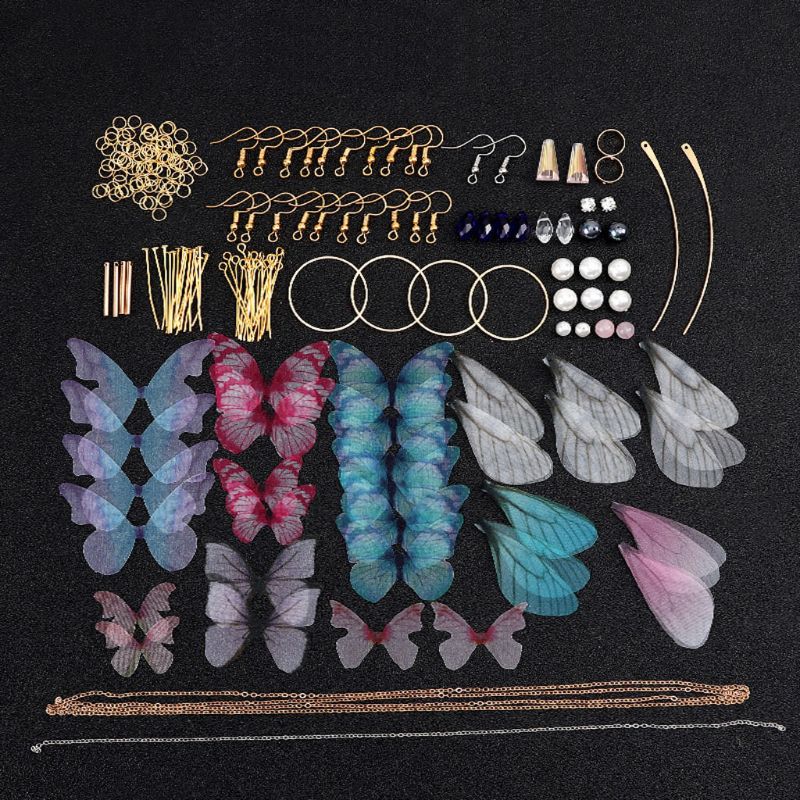 Handmade Large Pack Beautiful Fairy Tale Dragonfly Butterflies Wing Earrings Cicada Wing Charm Earrings Jewelry Making