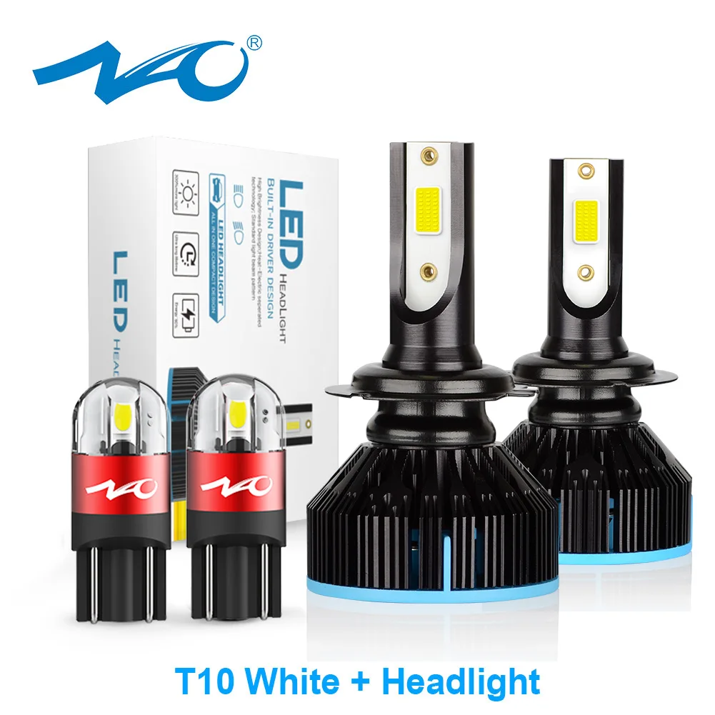 NAO H7 H4 LED Headlight H11 HB4 HB3 H1 H8 H9 9006 9005 W5W 5W5 Car Fog Bulb 6000K White Mini Size 30W 12V Auto Accessories Lamp