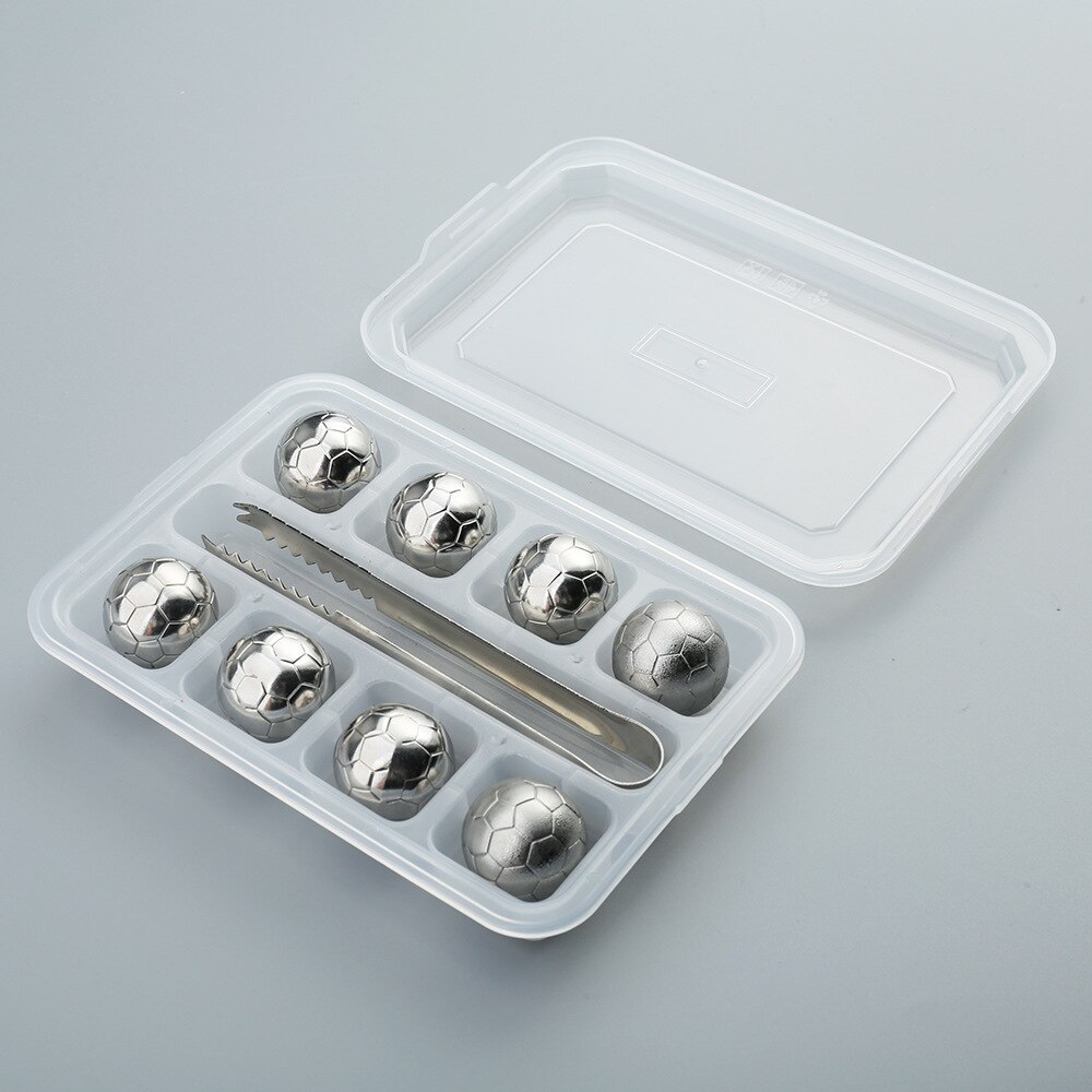 Stainless Steel Football Ice Cube Reusable Chilling Stone for Whiskey Wine Keep Your Drink Cold Longer Kitchen Accessories: D