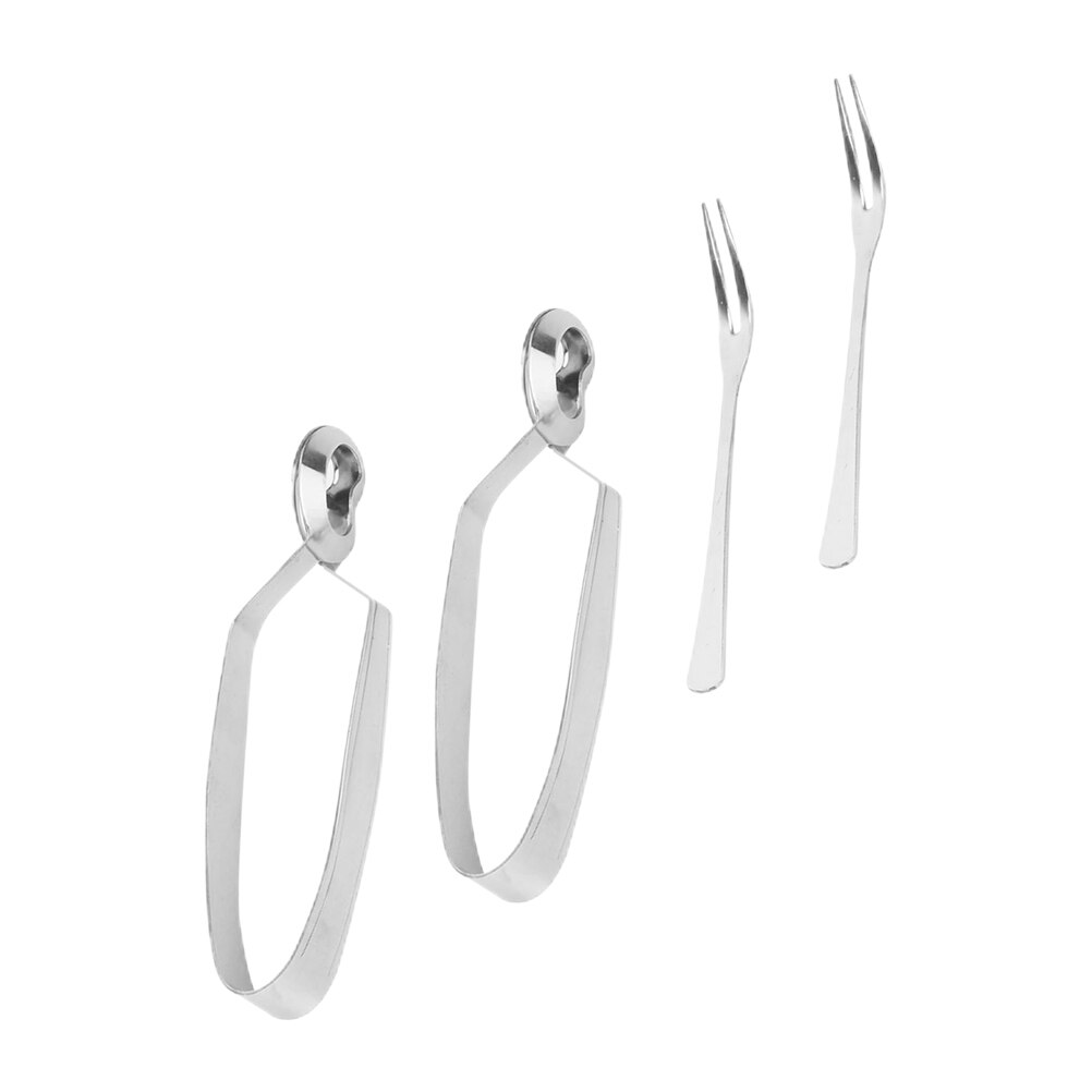 4Pcs Rvs Servies Eten Slak Clips Rvs Slakken Vorken Slak Tong En Vorken Voor Restaurant Home