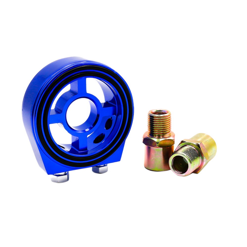 Car Universal Oil Filter Cooler Plate Adaptor M201.5 and 3/4-16 Sandwich Adapter Oil Gauge: Blue