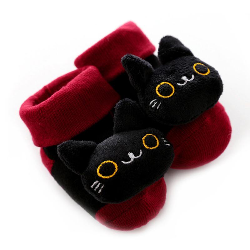 6 färger söt tecknad nyfödda barn casual halkfria strumpor bebis flicka pojkar halkskydd sockor klockor toffelstövel småbarnsstrumpor