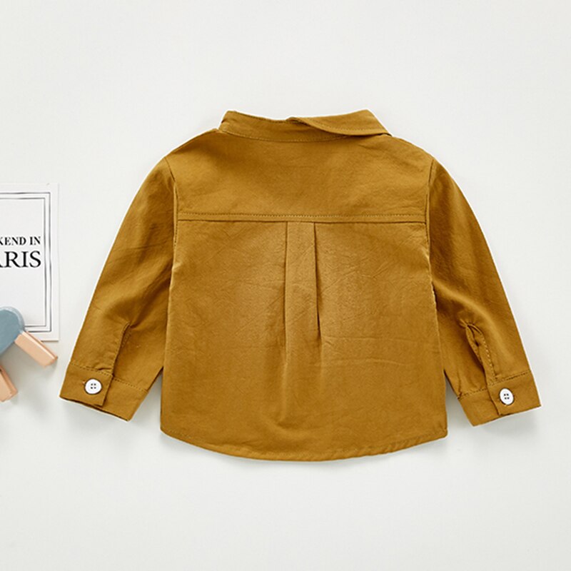 Kids Jas Tops Peuter Baby Meisjes Jongens Lange Mouwen Effen Pocket Shirt Kinderen Kleding Herfst Baby T-shirt