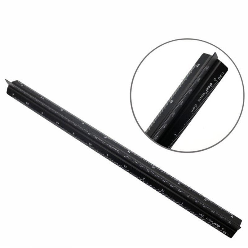 12 inch Triangular Aluminum Architectural Scale Ruler Engineering Ruler Architect Scale Standard Metal Ruler