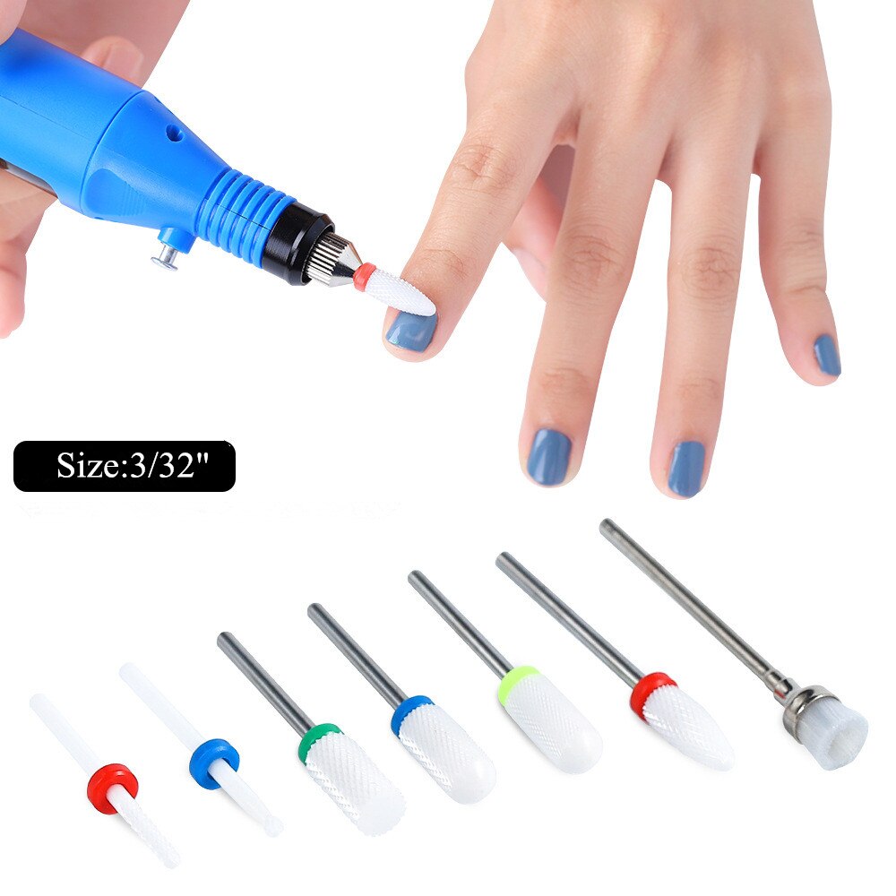 Broca de taladro de uñas de carburo de cerámica de diamante rotar brocas de fresado de uñas para manicura pedicura herramienta de máquina de taladro eléctrico