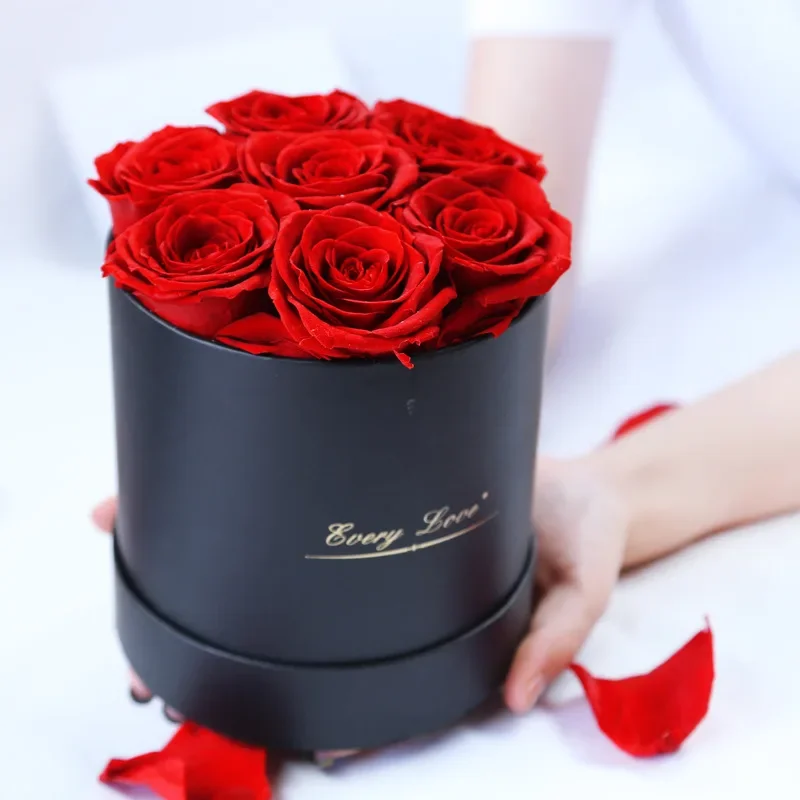 Caja de de cubo de abrazo redondo con flor rosa preservada, flor eterna, rosa inmortal, boda, del Día de San Valentín para novia, mamá y esposa: Verde