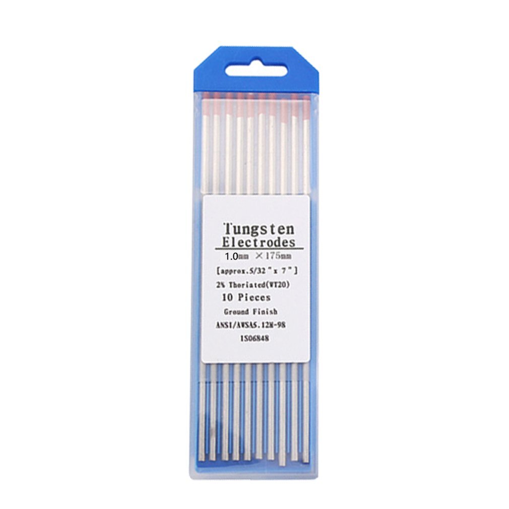 10 unids/caja WT20 Color rojo 1,0*170 cabeza de electrodo de tungsteno de torio aguja de tungsteno/varilla para máquina de soldadura