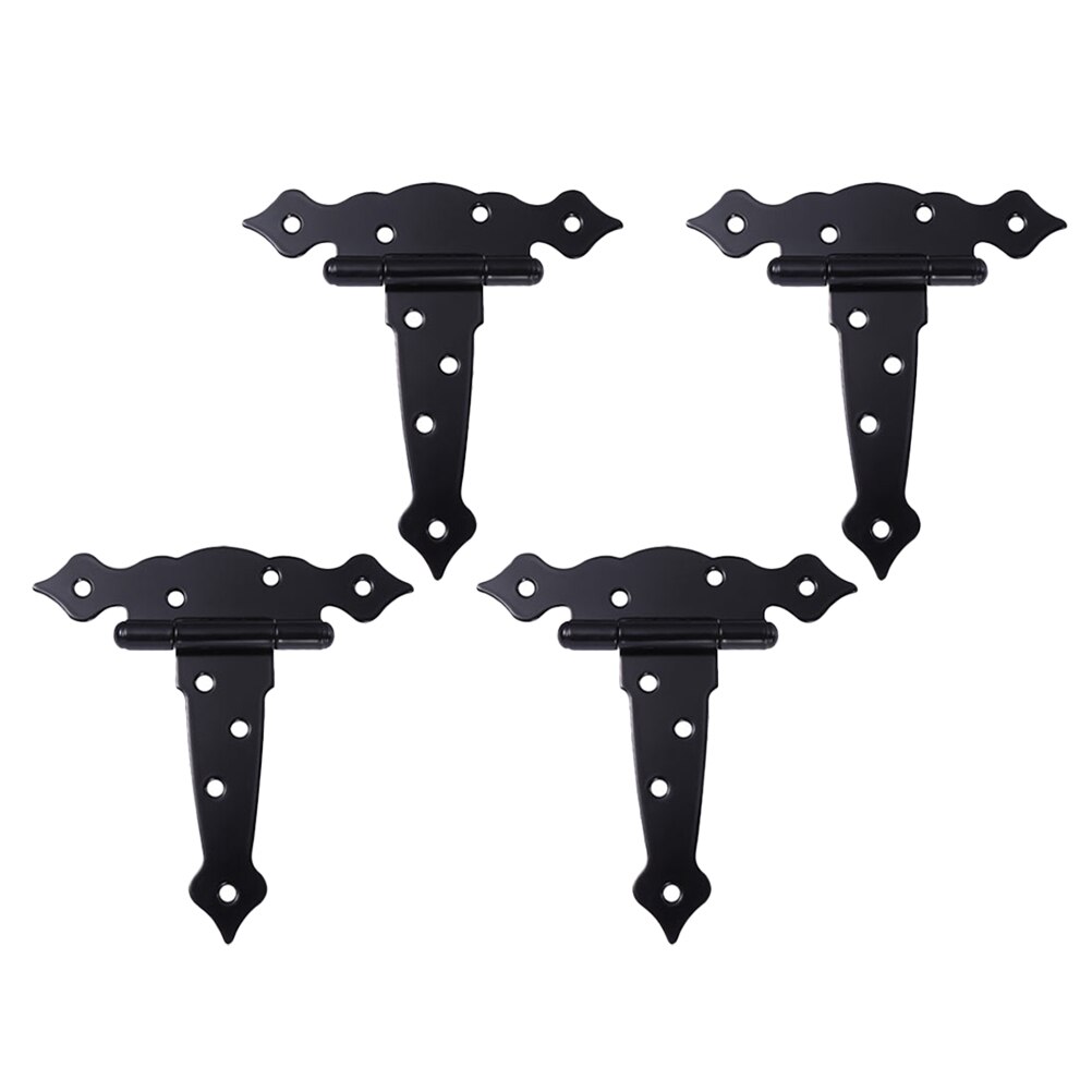 4pcs T-shaped Gate Hinges Heavy Duty Hinges Black Shed Barn Door Hinges