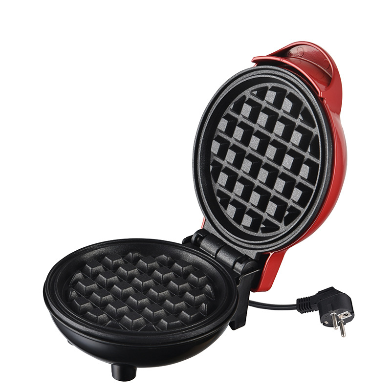 Máquina antiadherente para hacer gofres con forma de corazón para el hogar, Mini máquina para hornear pan de desayuno, 110V y 220V: Borgoña / 220 V