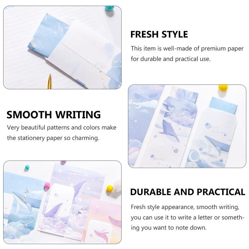 Envelopes 4 Sets Letter Paper Set Letter Paper Delicate Chancery Letters Writing Paper Letter Envelope Office Supplies