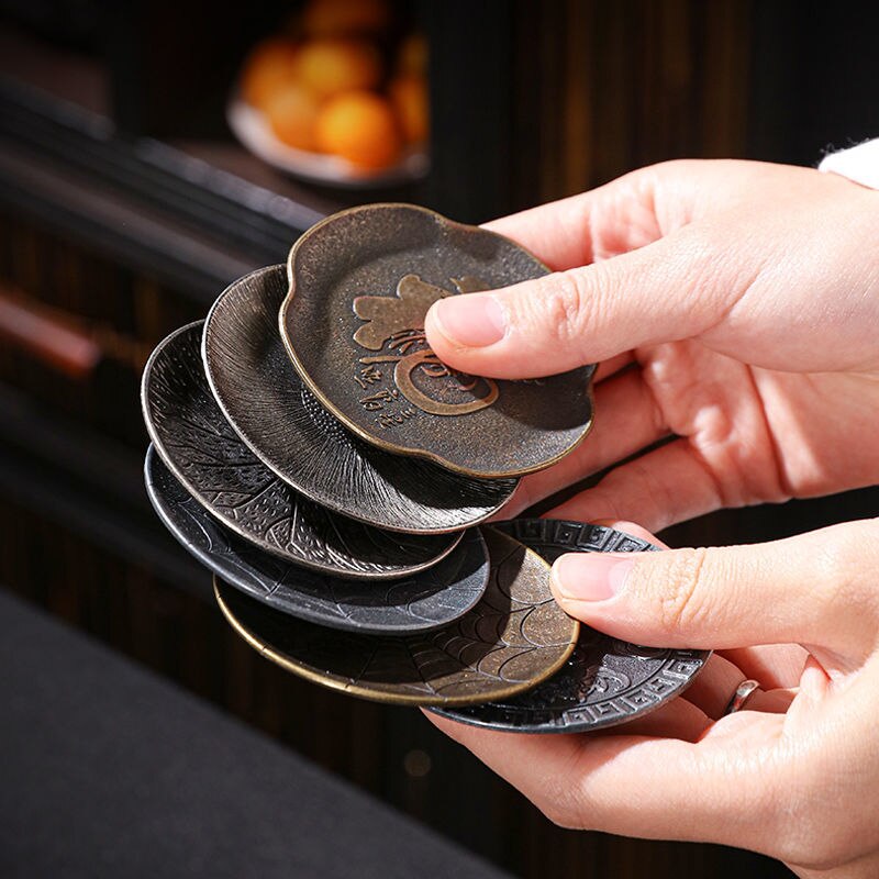 1Pc japonia metalowa podstawka ze stopu uchwyt na kubek spodek herbaty Potholder zestaw do herbaty Kung Fu ekologiczne ceremonia akcesoria Coaster 6.9Cm