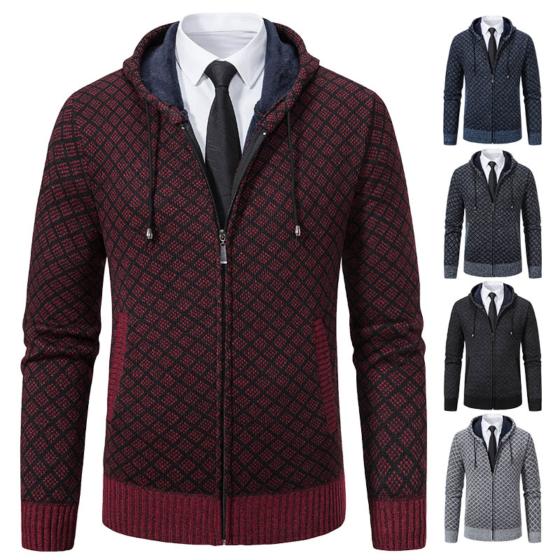 Heren Vest Herfst Winter Trui Pluche Gebreide Kleding Vintage Jas Plaid Hoodies Koreaanse Elegante Man Truien