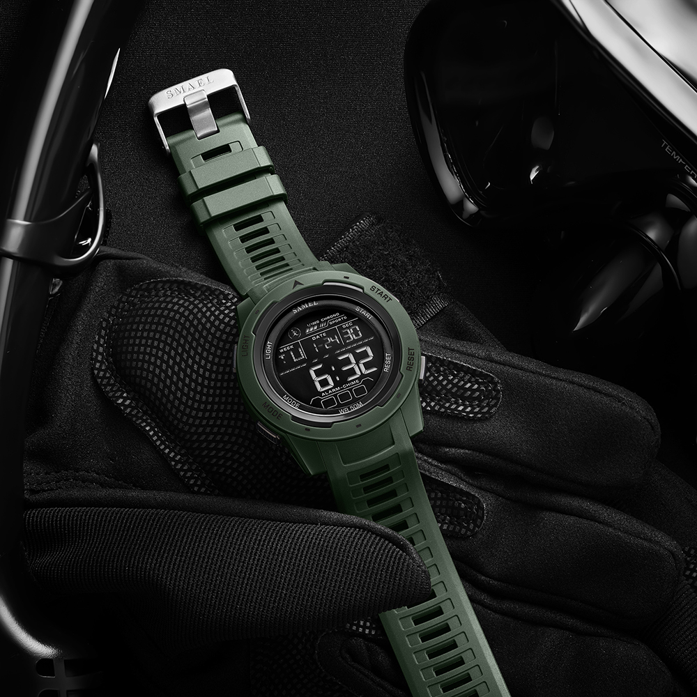 Smael Digitaluhren Sport LED Armbanduhren Herren 50m wasserdichte Uhr Digital hell Stoppuhr Uhr für Herren