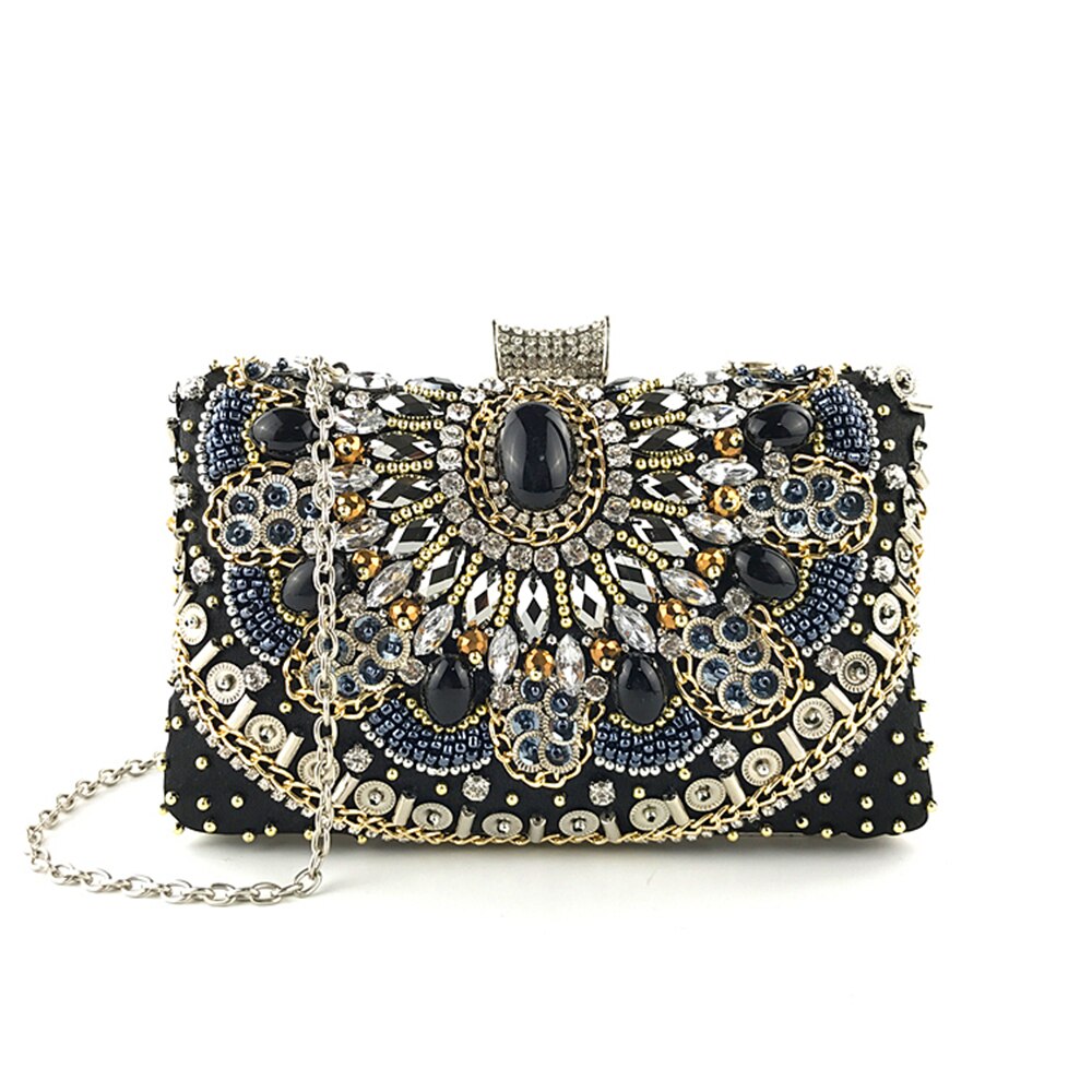 Baoyafang dames zwarte kristallen handtassen feestavondtassen dames trouwtas voor bruid ketting schoudertassen dag clutches: Default Title