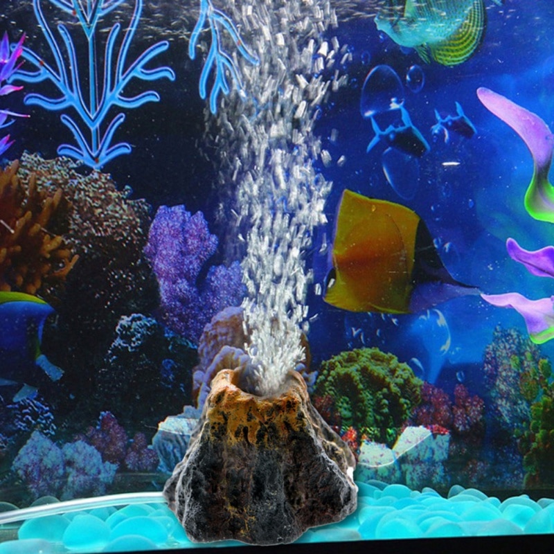 Akvarium vulkan form luftsten til fisketanke boble sten ilt pumpe akvarium ornament akvarium tilbehør indretning