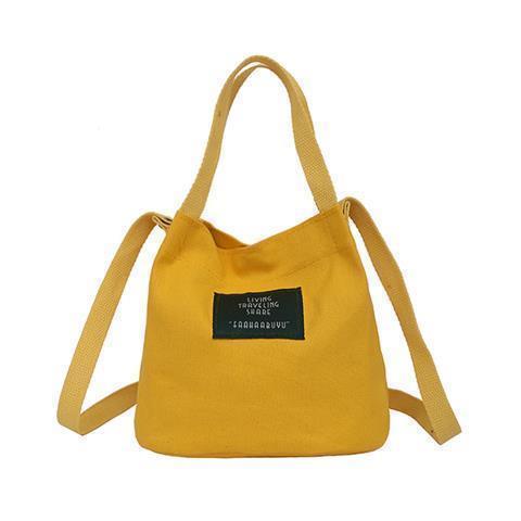 Canvas Bag Female Korean Style Totes Messenger Bag Casual Small Mini Handbag Shoulder Bags Female Bucket Bag Handbags Women Bags: Yellow