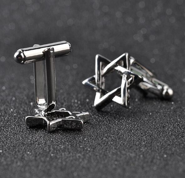Boutons de manchette à breloques de la Star de David pour marié, bijoux de mariage français à la