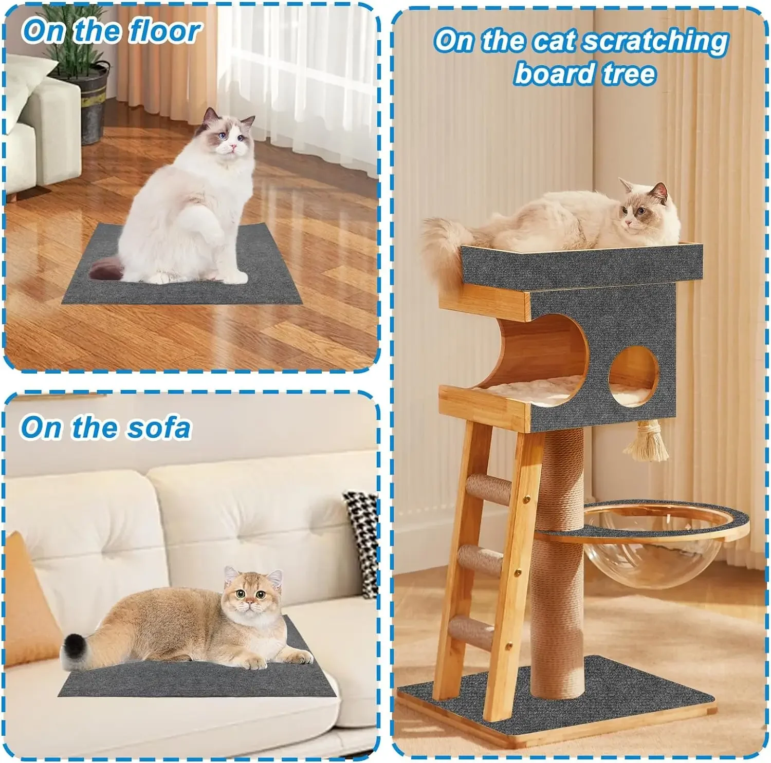Trimmable Cat Scratching Post Carpet Cat Scratching Mat Cat Carpet with Self-Adhesive Corner Wall Cat Scratch sofa Protector