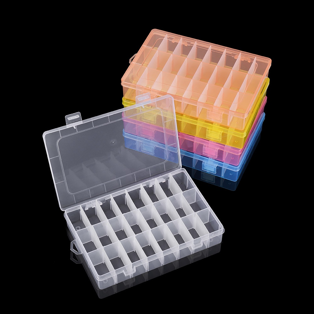 24 Slots Verstelbare Rechthoek Plastic Sieraden Opbergdoos Voor Sieraden Craft Accessoires Case Container Joyero Organiseren Benodigdheden