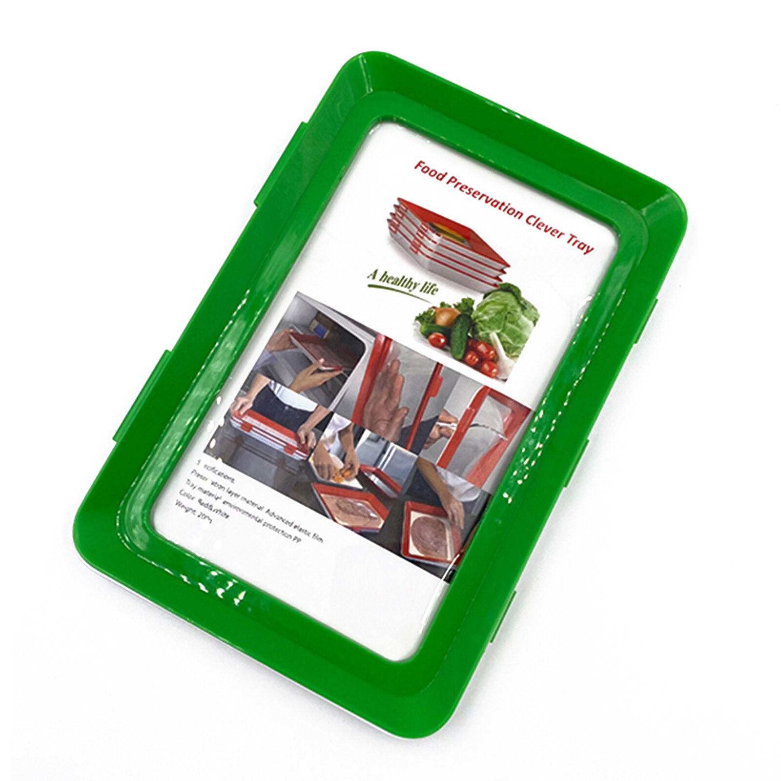 Square Vacuum Seal Food Preservation Tray Stackable and Reusable Food Preservation Container with Plastic Lid SDF-SHIP: Green