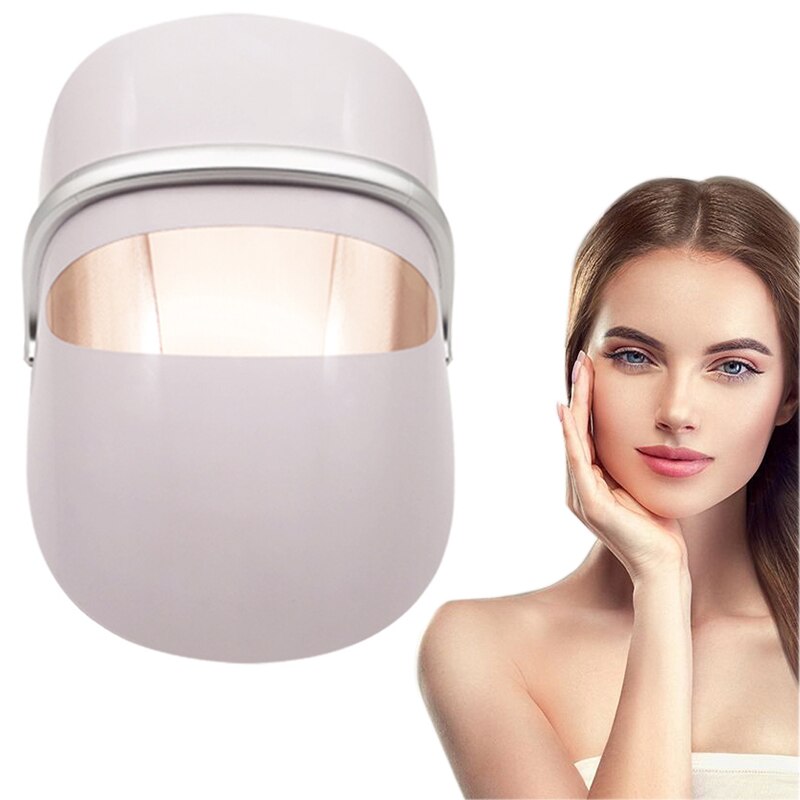 3 Colors LED Light Therapy Face Mask Anti Wrinkle Firming Skin Rejuvenation Compress Vibration Massage Beauty Mask