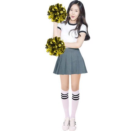 Clothes Female Group Dance Modern Performance Clothing Cheerleading Vitality Pink Blue Gray Split Short Sleeve Suit: Gray / M