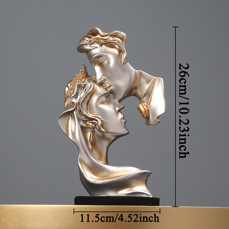 Nordic Couple kiss Statue Modern Abstract Resin Ornaments Sculpture Home Office Decoration Lucky Fortune Home