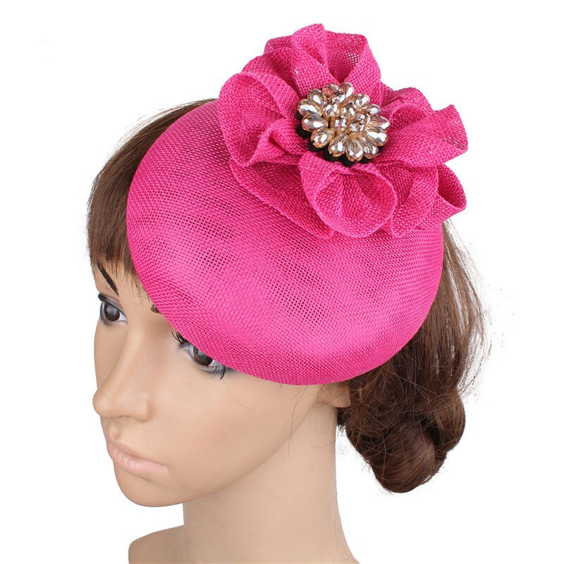 FS-gorros de boda para mujer, sombrero con pinza para el pelo, , nupcial, iglesia, Fedora, pastillero: Rose Red