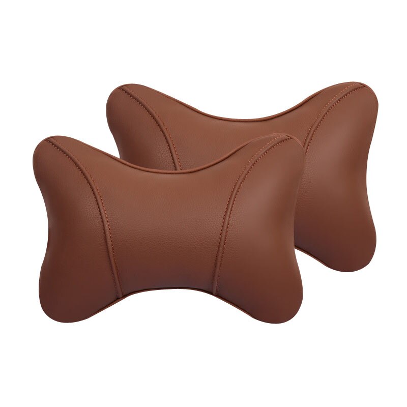 Reposacabezas de asiento de coche, cojín de descanso para el cuello, almohada de apoyo para la cabeza, relleno de algodón Pp con forma de hueso, 2 piezas: B coffee