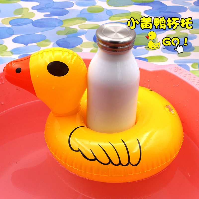 Starmax – porte-gobelet gonflable en forme de crabe, porte-boisson, flotteur de piscine, refroidisseur de bière, jouet de piscine, sous-verres flottants: duck yellow