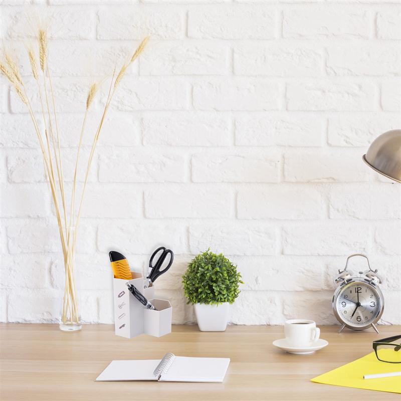 1PC Multifunctional Desktop Organizer Hexagon Stationery Pens Holder Case Box