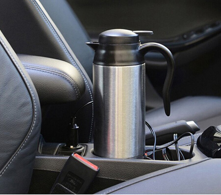 Tetera eléctrica de acero inoxidable de 750ml y 12V, termos de viaje para calentar café, té, Motor de taza, agua para uso en coche