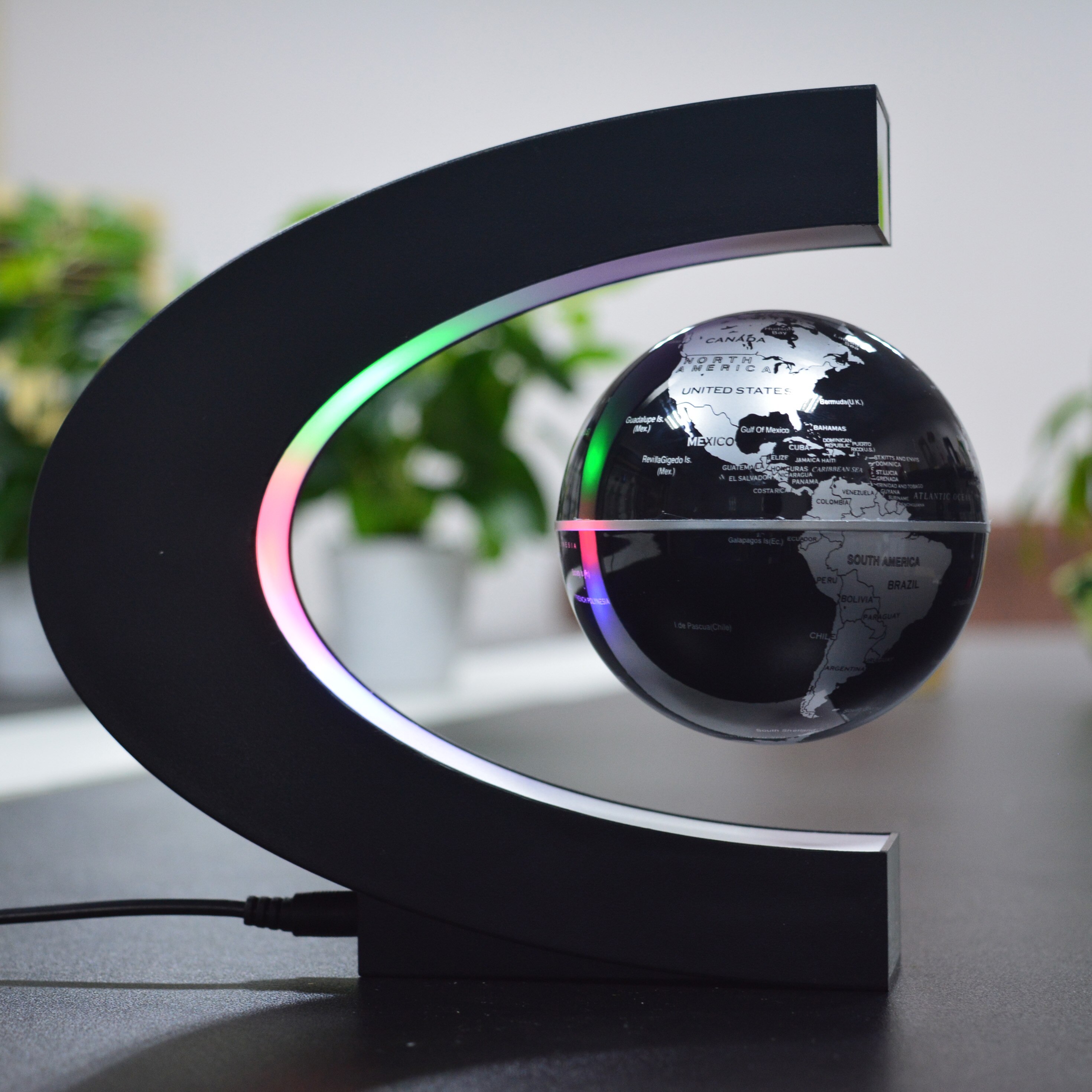 Magnetisk flydende globus verdenskort levitation led maglev svævende dekor 3.5 "