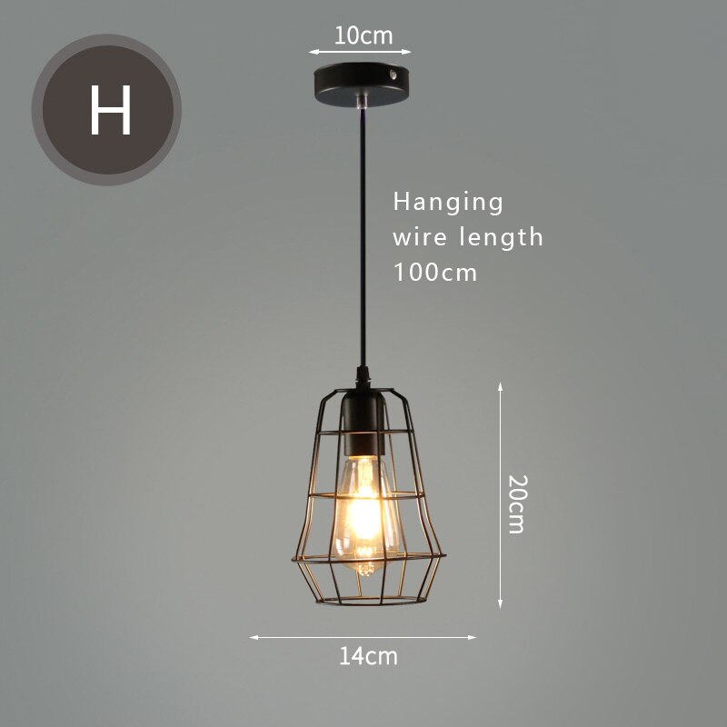 retro loft pendellys industriell vindjern hengende lampe ledet svart lysarmaturer til kjøkken stue restaurant  e27: H
