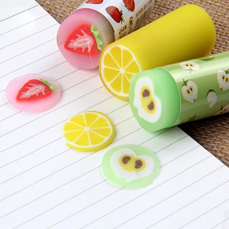 3PCS Cute Cartoon Fruit Eraser Stationery 2B Cutab... – Grandado