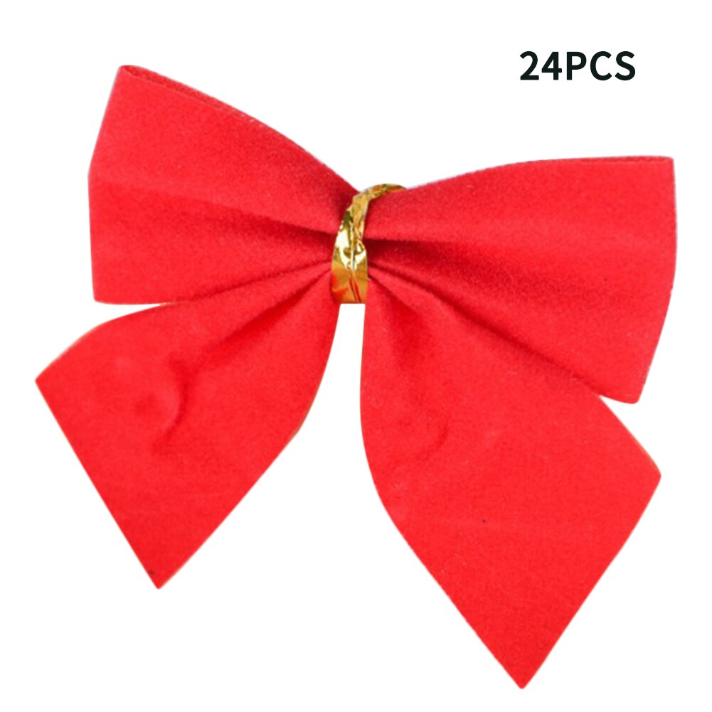 24 stuks mooie strik kerstversiering kerstboomdecoratie festival feest huis strikken kerstballen kerstballen jaardecoratie: Rood