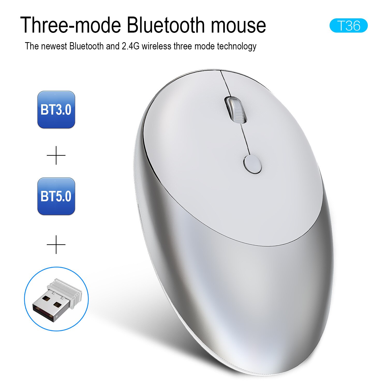 Kabellose bluetooth-maus ( 3.0/5.0 ghz), wiederaufladbar, leise 2.4 usb-fähig, für laptops, notebooks und pcs