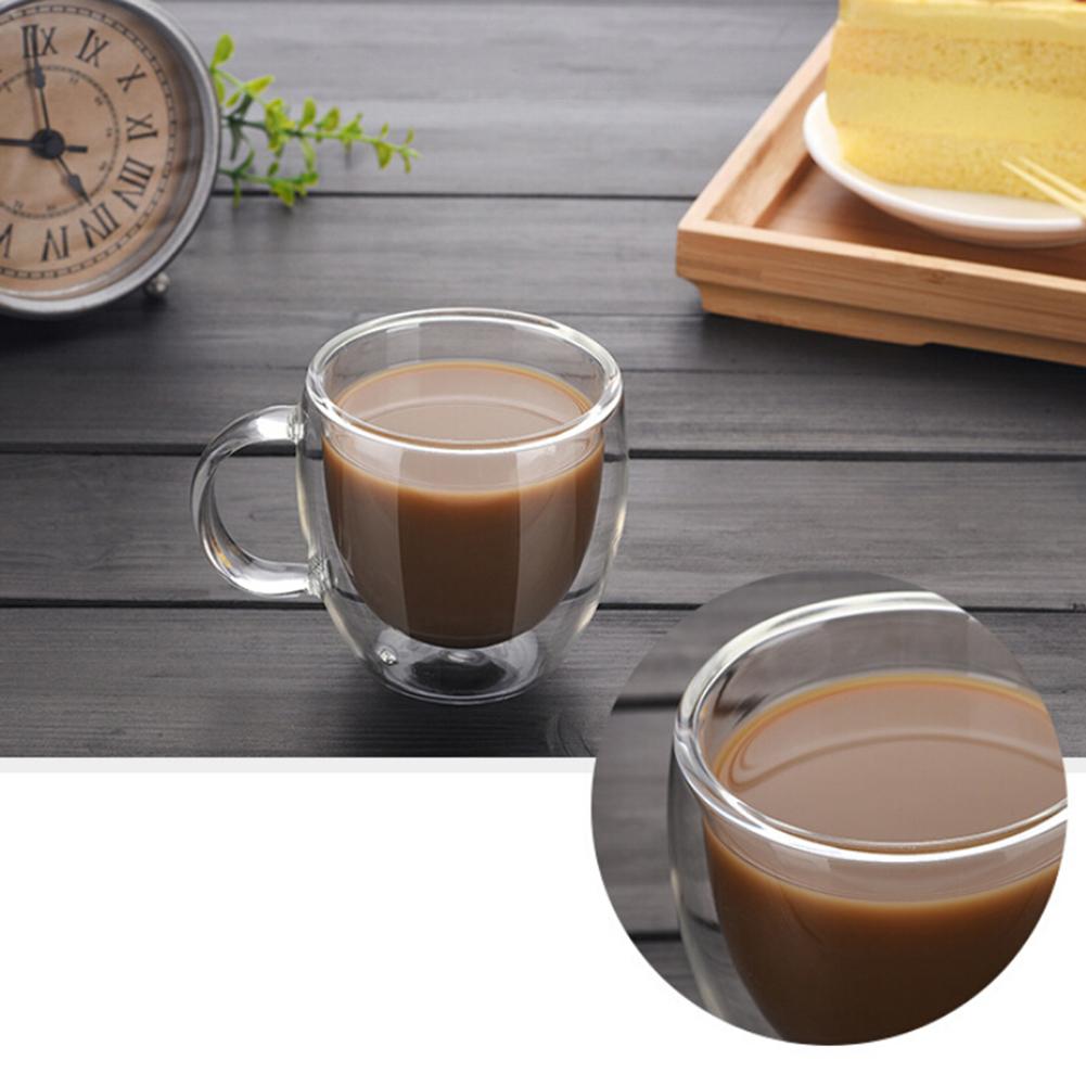 150ml Double Wall Glass Cup With Handle Tea Coffee Beer Milk Mugs Heat Cold Resistant Transparent Drink Mug Drinkware