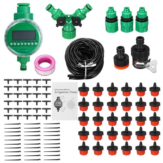 15/25/30/40/50m Automatic Watering Timer Greenhouse Plant Irrigation Systems Kit Garden Timer Irrigation System Intelligent Care: Red